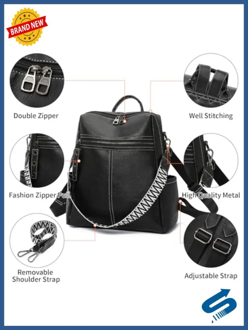 PU Leather Convertible Travel Backpack Purse Women Anti-theft Ladies Designer